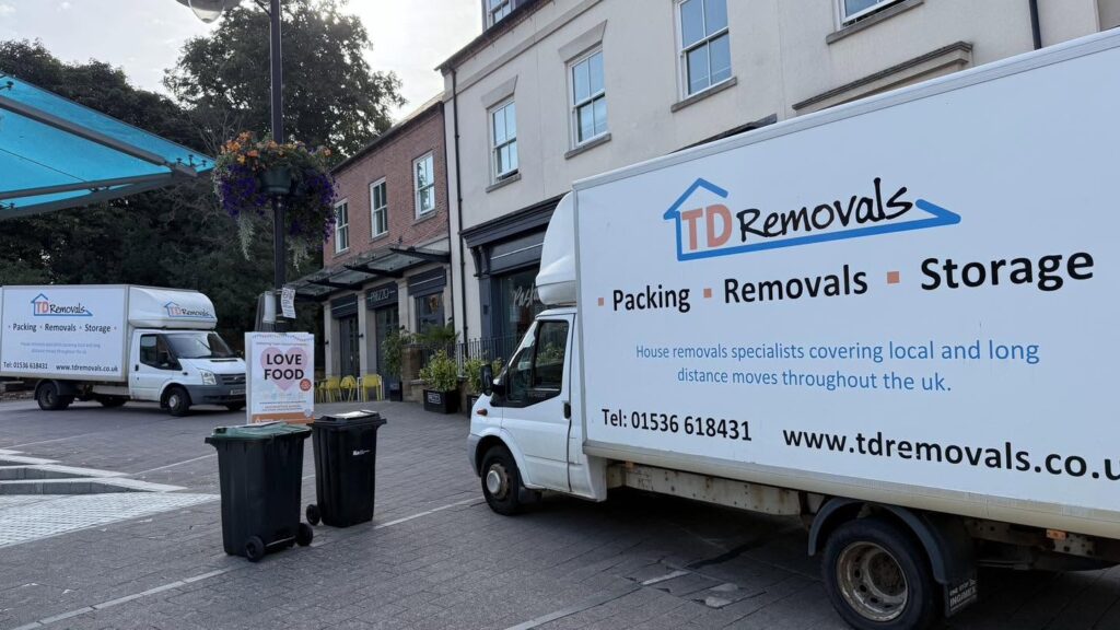 kettering house removals - removal van unloading for kettering town event